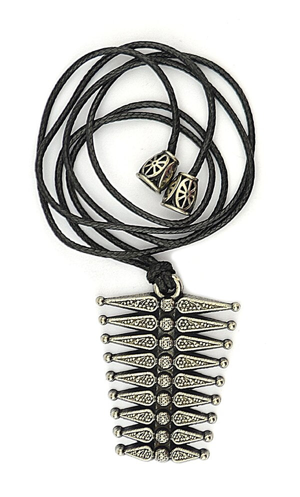 Ladies Outfit Button Nickel Oxide plated Cord Necklace Caucasian Circassian Traditional