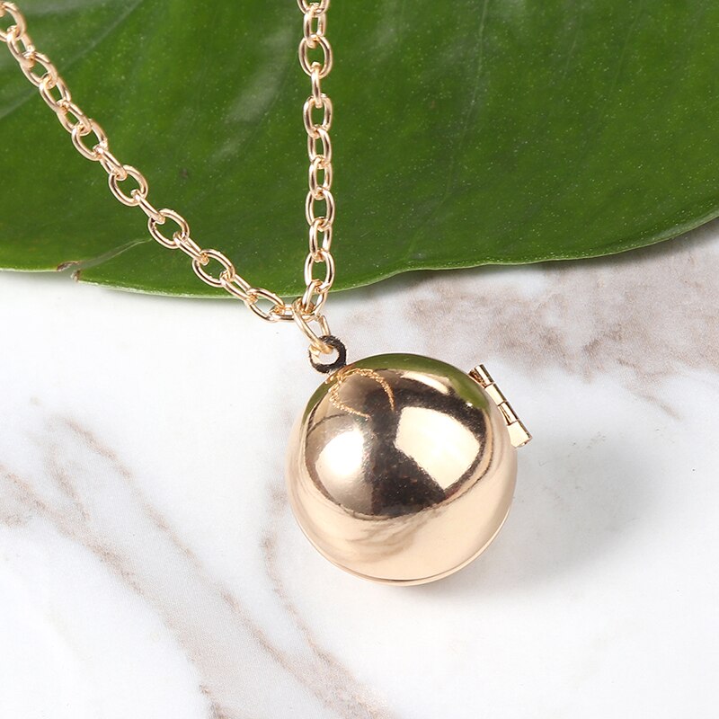 Lady Secret Message Ball Locket  Gold ColorPendant Necklace Jewelry Charm Vintage Make A Love Confession Necklace Birthday Gift