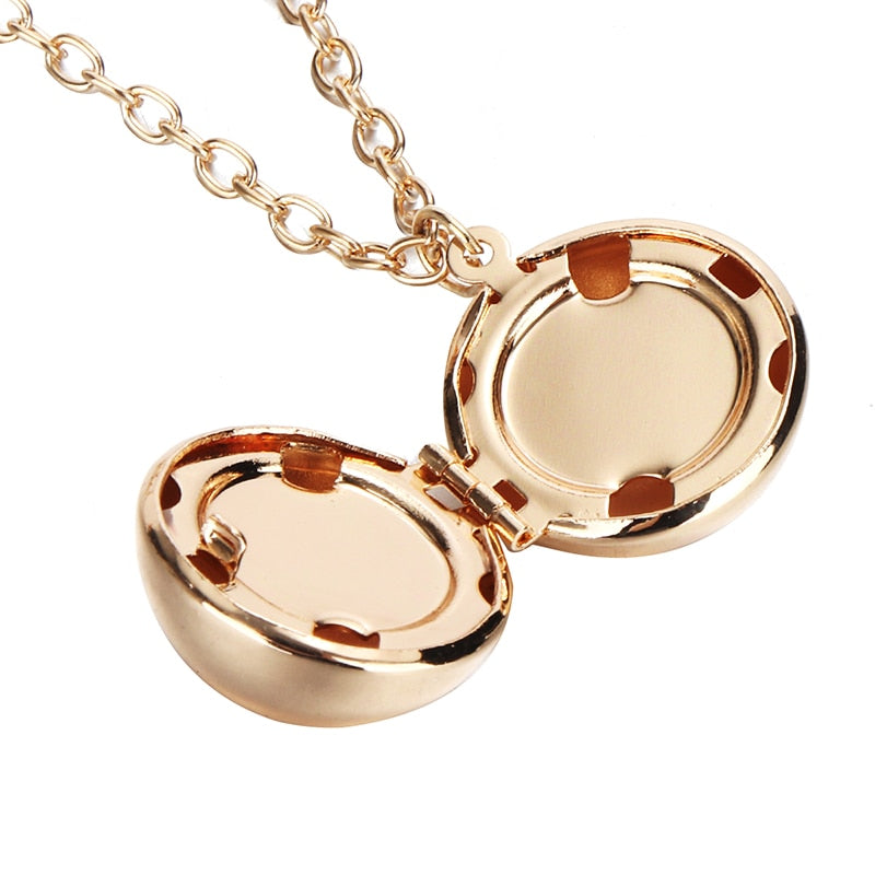 Lady Secret Message Ball Locket  Gold ColorPendant Necklace Jewelry Charm Vintage Make A Love Confession Necklace Birthday Gift