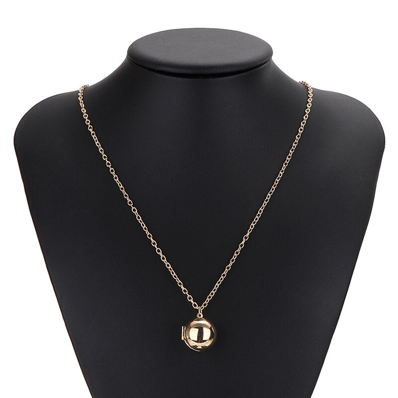 Lady Secret Message Ball Locket  Gold ColorPendant Necklace Jewelry Charm Vintage Make A Love Confession Necklace Birthday Gift