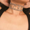 Lady Sexy Exaggerated Shiny Rhinestone Letter Choker Necklace for Women Punk Wide Neck Chocker Collar Jewelry Necklaces