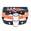 Lady Stylish Lovely Heart Decoration Collar Necklace Vacation Jewelry Black Red Orange White PU Leather Chokers Necklace Fashion