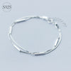 Lady's Minimalist REAL. 925 Sterling Silver Multi-Rows Double layers Geometric Sticks Bar Chain Bracelet Slim Jewelry GTLS316