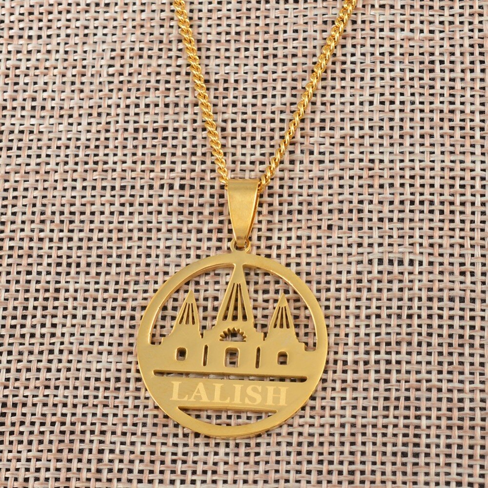 Lalish Pendant Chain Necklaces Gold Color/Silver Color Stainless Steel Yezidi Faith Pilgrimage Jewelry for Women Girls