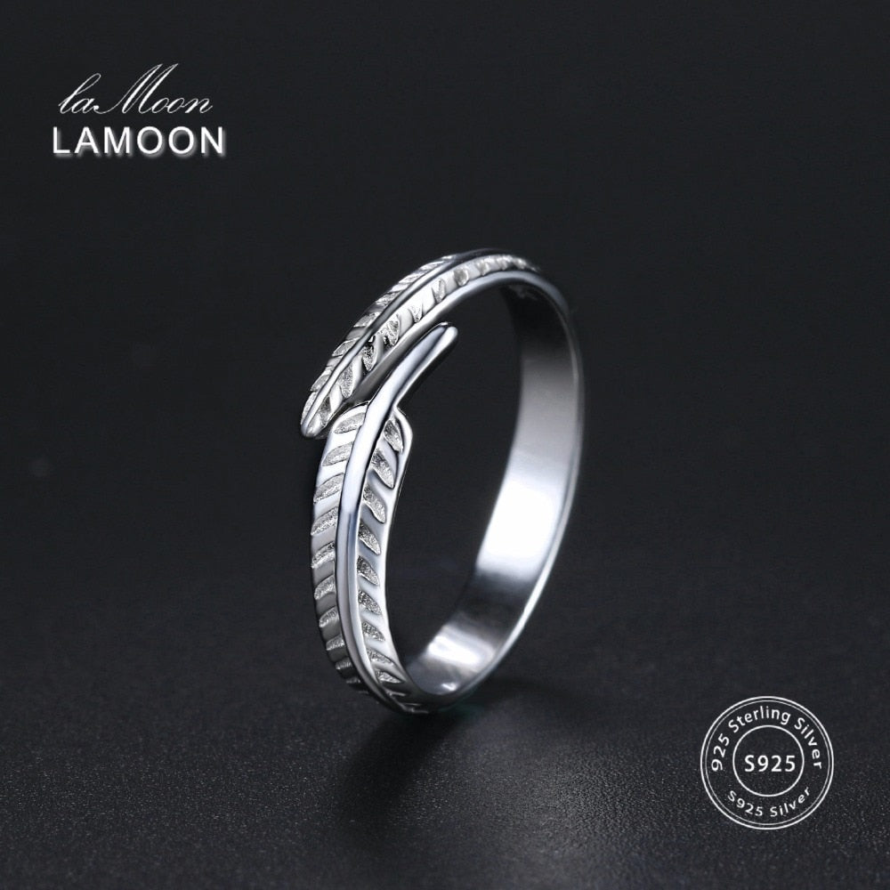 2020 New Feather Plumage 925-Sterling-Silver Adjustable Rings S925 Fine Jewelry for Women Wedding Gift LMRY049