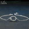 5X7mm Teardrop 100% Real Blue Sapphire 925 Sterling Silver Jewelry S925 Charm Bracelet LMHI036