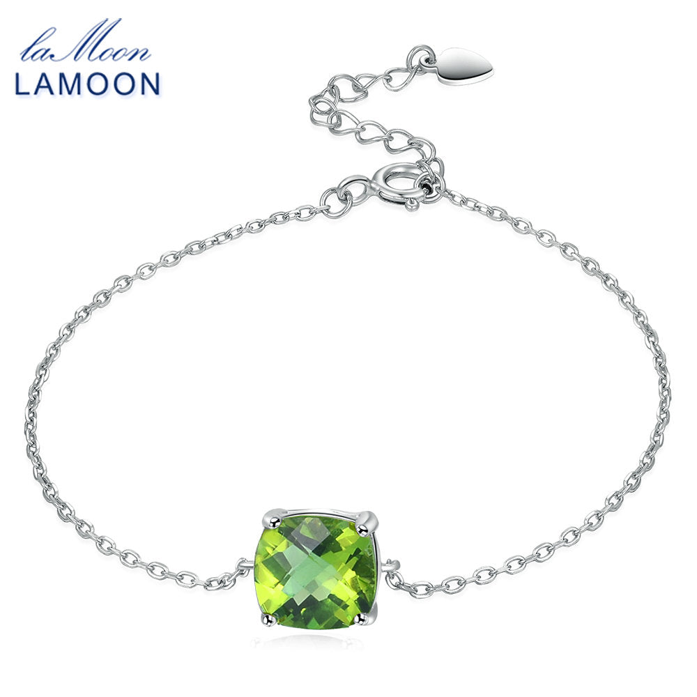 925 Sterling Silver 1.3ct 100% Natural Square Green Peridot Bangles&Bracelets For Women White Gold Fine Jewelry LMHI015