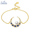 Beautiful Moon 925 Sterling Silver Chain Charm Bracelets For Women 100% Natural Pearl Bracelet Bangle HI013