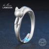 Cute Wire Drawing 5*16mm Little Cat 925-Sterling-Silver Adjustable Ring S925 Fine Jewelry Creative Gift for Girl LMRY014