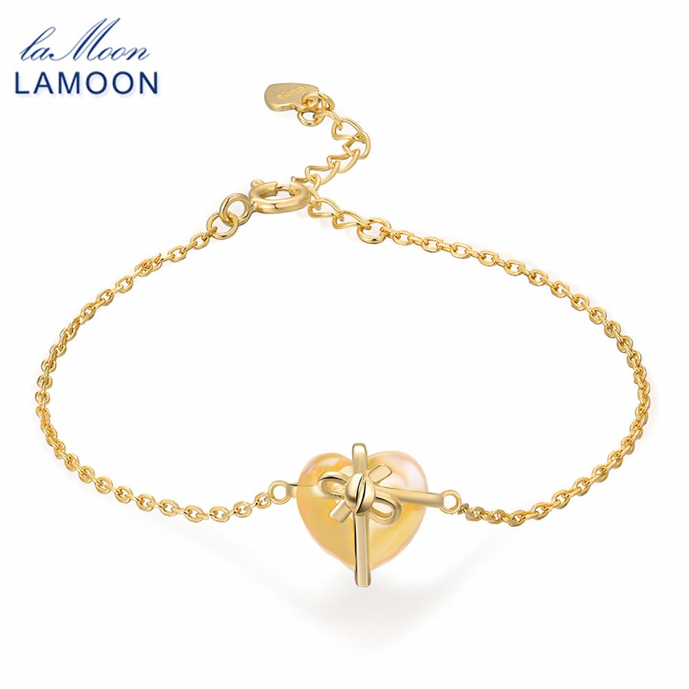 S925 Chain Charm Bracelet Romantic Heart Natural Citrine 925 Sterling Silver Jewelry LMHI048