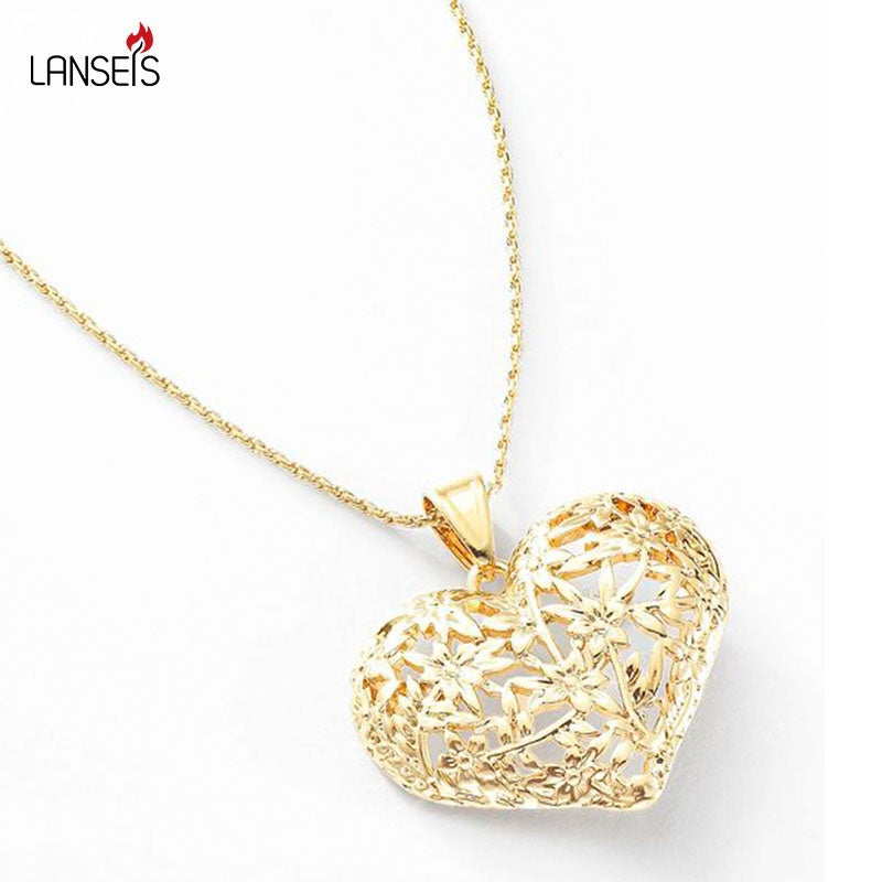 Charm Warm Cute Hollow Heart Alloy Playing Simple Necklace , 10Pcs Spring Style, Everyd Wear Fashion Jewelry For Women