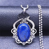 Lapis Lazuli Stainless Steel Natural Stone Bohemia Necklace Silver Color Charm Necklace Jewelry collar acero inoxidable N3695S02