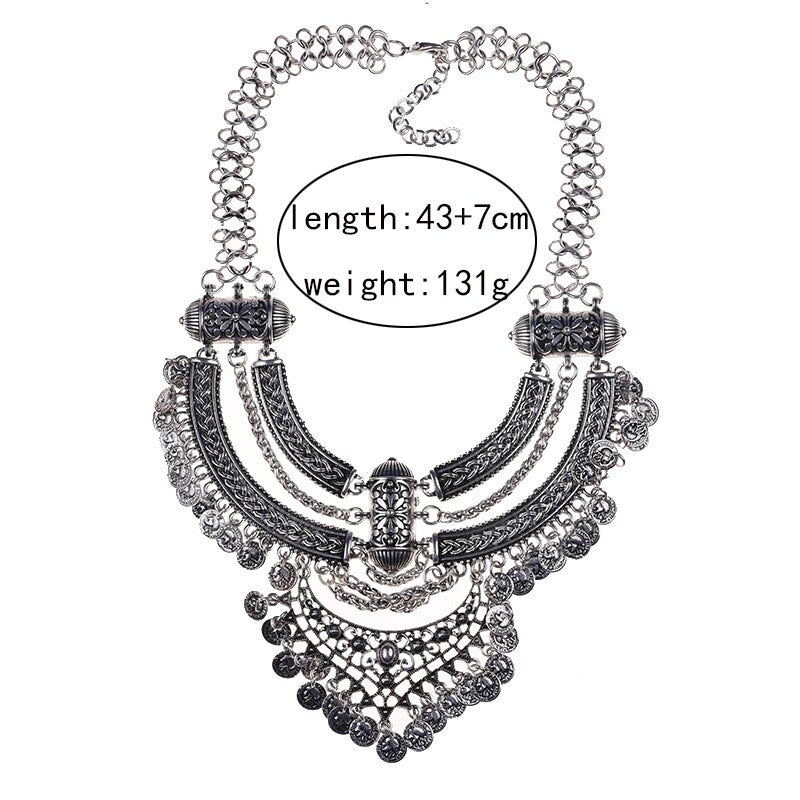 Large Collar Statement Gypsy Necklace Woman Bohemian Ethnic Maxi Choker Necklace Femme Vintage Layered Power Necklace For Women