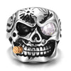 Large US Size Gothic Punk 2020 Smoking Skull Skeleton Men's Street Rings Rock Stainless Steel Hop Male Crystal Ring for Men