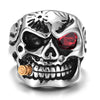 Large US Size Gothic Punk 2020 Smoking Skull Skeleton Men's Street Rings Rock Stainless Steel Hop Male Crystal Ring for Men