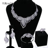 Large top quality engagement party 4pcs sets White full crystal Necklace+Bracelet+earrings+ring big jewelry set for bridal