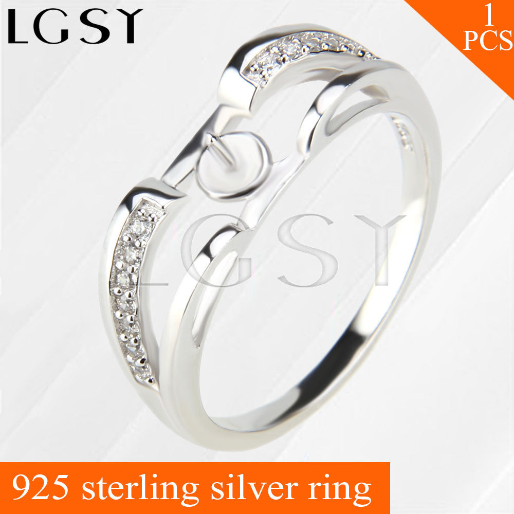 Latest 925 sterling silver simple shape pearls size 6/7/8/9/10 shining rings mounting jewelry for wedding