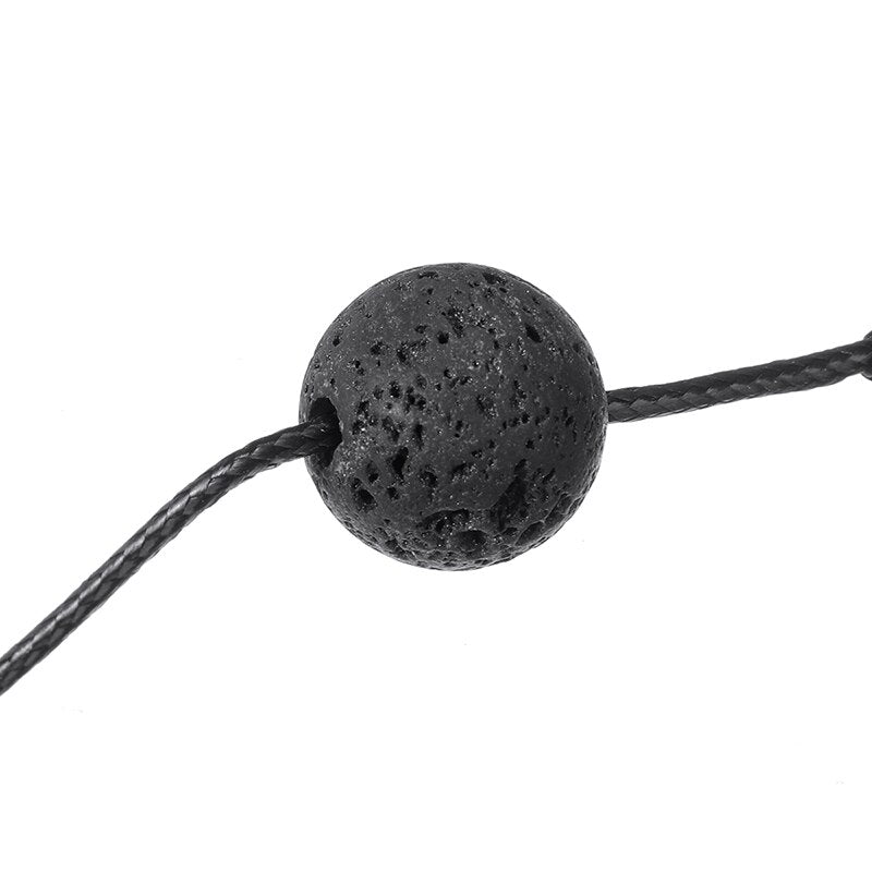 Lava Rock Stone Choker Vintage Essential Oil Diffuser Pendant Necklace Punk Unisex Leather Rope Chain Lava Jewelry Gift