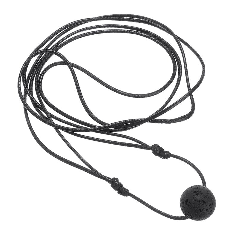 Lava Rock Stone Choker Vintage Essential Oil Diffuser Pendant Necklace Punk Unisex Leather Rope Chain Lava Jewelry Gift