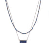 Layered Horizon Lapis Lazuli Stone Bar Pendant Necklace 2022 Gold Color Cube Beads Pearl Glass Beaded Chain Necklace