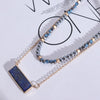 Layered Horizon Lapis Lazuli Stone Bar Pendant Necklace 2022 Gold Color Cube Beads Pearl Glass Beaded Chain Necklace
