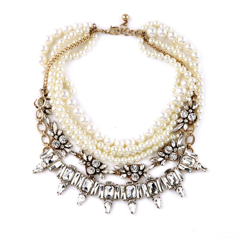 Layered Pearl Jewelry Maxi Necklace Choker Online Shopping Euro-Pop Large Collares Bijouterie