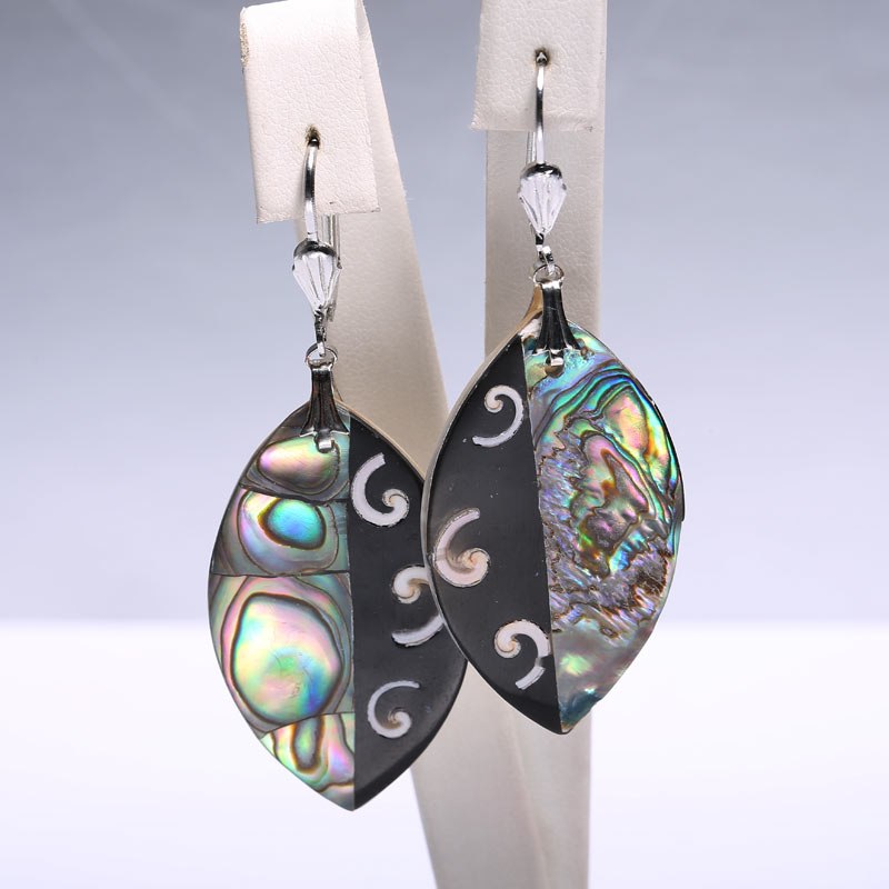 Leaf Earrings Holid Jewelry Party Jewelry Abalone shellfish Earrings 4cm X 2cm Big Long Earrings