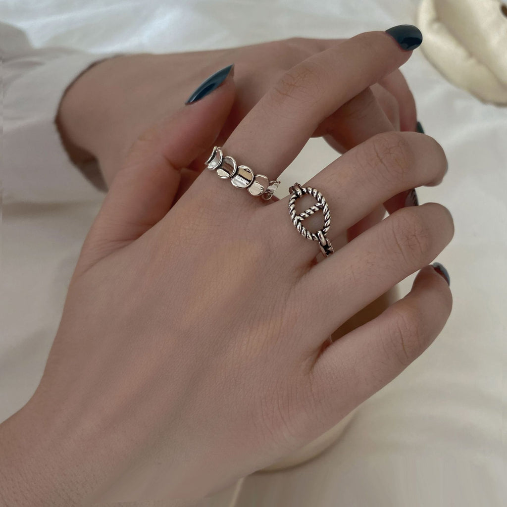 Leaf Geometry Silver Vintage Rings For Teens   Quality Jewelry Gift Female Punk Accessories GaaBou Jewellery