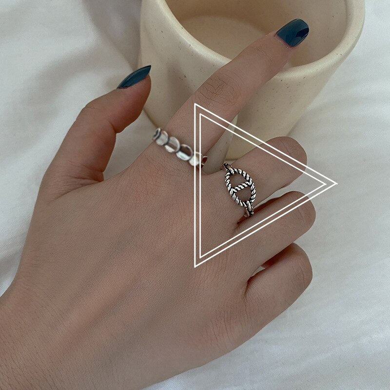 Leaf Geometry Silver Vintage Rings For Teens   Quality Jewelry Gift Female Punk Accessories GaaBou Jewellery