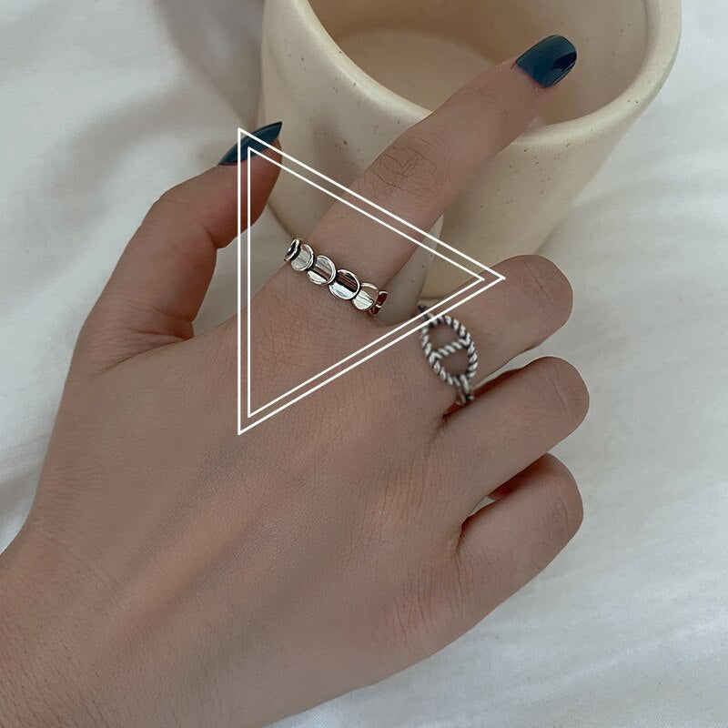 Leaf Geometry Silver Vintage Rings For Teens   Quality Jewelry Gift Female Punk Accessories GaaBou Jewellery