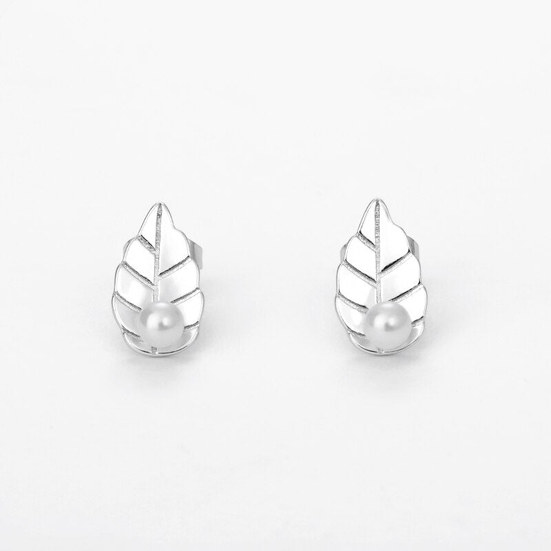 Leaf Pearl Stud Earrings For Women Girls Gold Color Boho Earings Jewerly Christmas Gift 2023 Trend boucle oreille femme