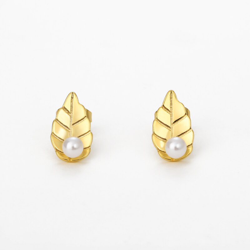 Leaf Pearl Stud Earrings For Women Girls Gold Color Boho Earings Jewerly Christmas Gift 2023 Trend boucle oreille femme