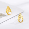 Leaf Pearl Stud Earrings For Women Girls Gold Color Boho Earings Jewerly Christmas Gift 2023 Trend boucle oreille femme