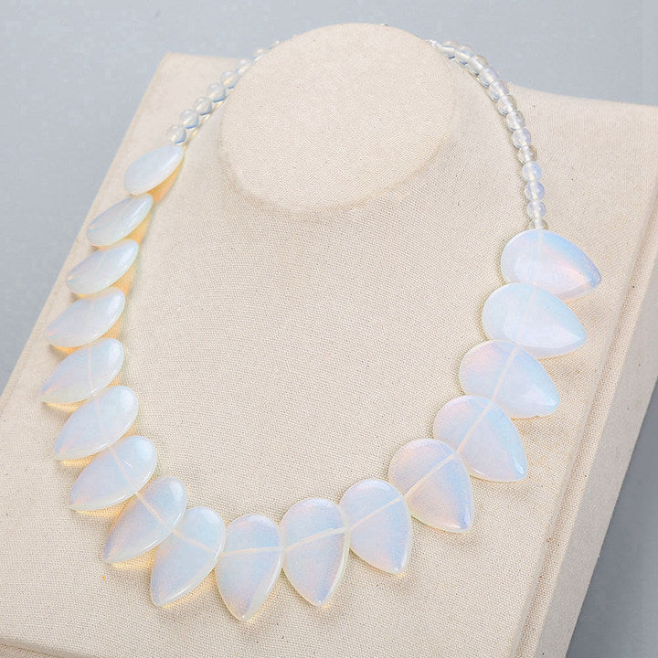 Leaf Pendant Necklace Ethnic Women Choker Natural Stone Jewelry Gemstone Men Female Fashion Accessories Vintage Male Bohemian