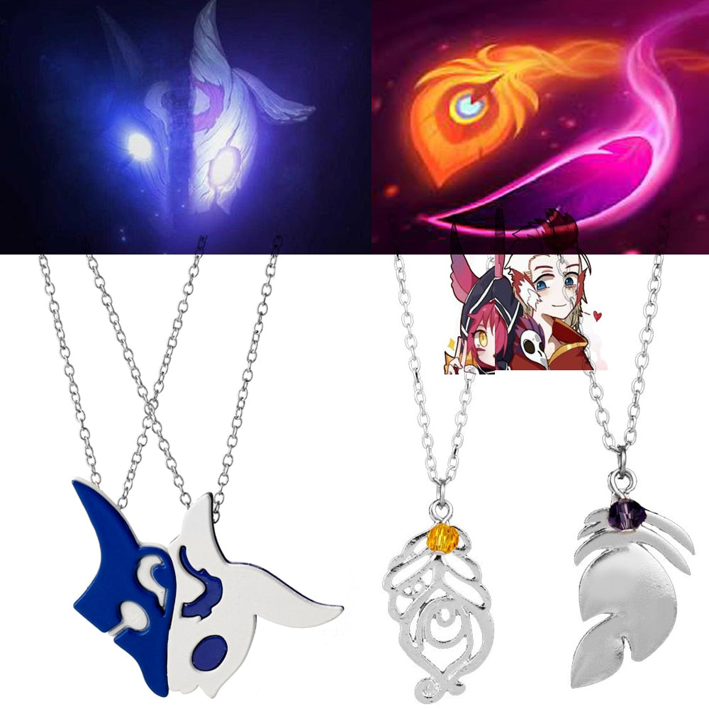League of Legends LOL gemelas eterna cazadores XAYAH y RAKAN collares de parejas hombres y mujeres accesorios de regalo de amante