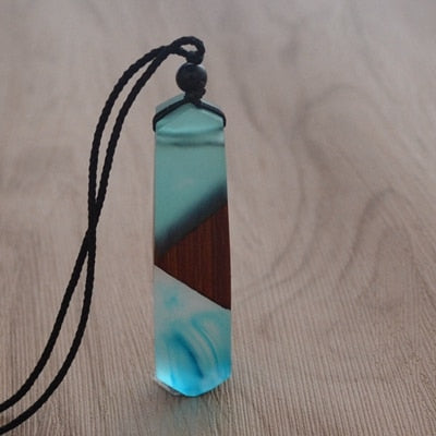 New fashion hand wood resin necklace pendant, men and women applicable jewelry, knitting rope, gifts,