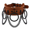 Leather Black Chains Choker Necklace Goth Punk Harajuku Sexy Vegan Collar Necklaces Studded Chokers Bondage Emo Rave Jewelry