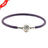 Leather Bracelets Real 925 Sterling Silver Starry Sky Clasp ,Dark Purple Leather Bracelet Fit Women Charm Beads Wholesale CKP613
