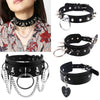 Leather Choker Collar For Women Goth Punk Choker Chain Silver Color Collar Sexy Chocker Rivet Chain Necklace Festival Jewelry