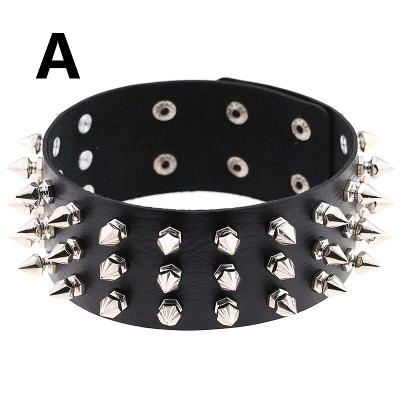 Leather Choker Collar For Women Goth Punk Choker Chain Silver Color Collar Sexy Chocker Rivet Chain Necklace Festival Jewelry