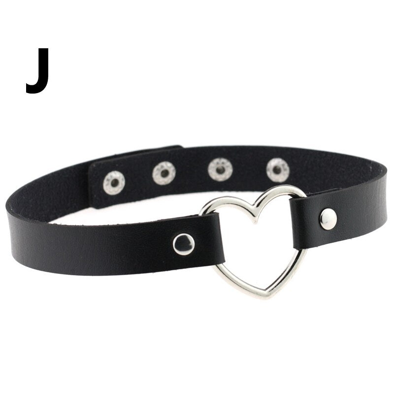 Leather Choker Collar For Women Goth Punk Choker Chain Silver Color Collar Sexy Chocker Rivet Chain Necklace Festival Jewelry