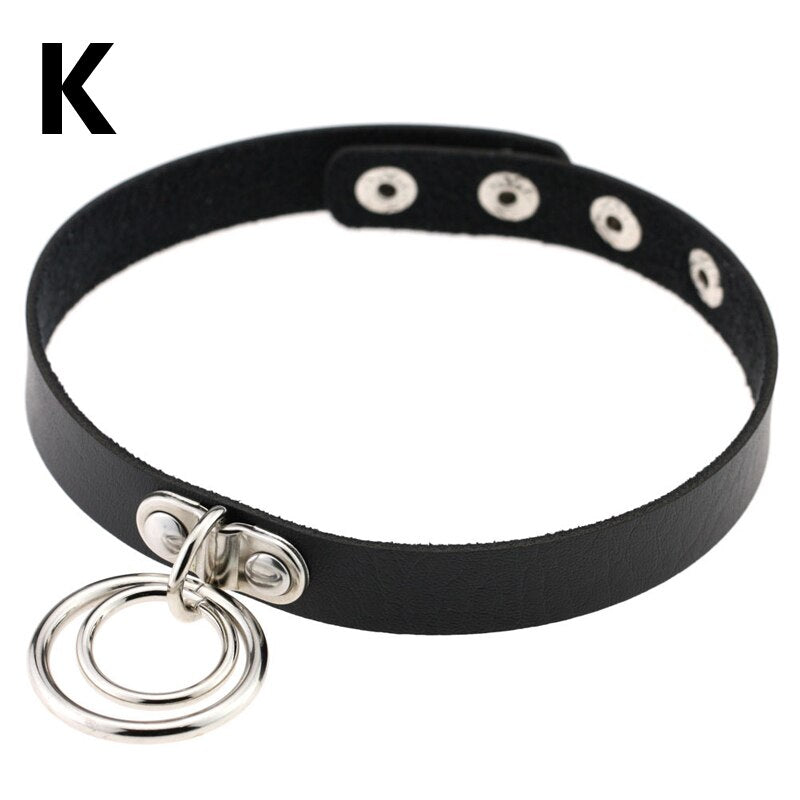 Leather Choker Collar For Women Goth Punk Choker Chain Silver Color Collar Sexy Chocker Rivet Chain Necklace Festival Jewelry