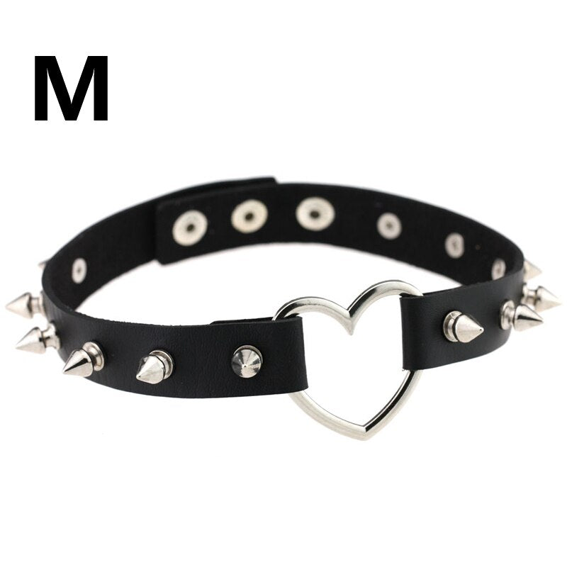 Leather Choker Collar For Women Goth Punk Choker Chain Silver Color Collar Sexy Chocker Rivet Chain Necklace Festival Jewelry