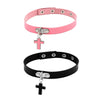 Leather Cross Choker Necklace Chunky Necklace Rock Sexy Cool Punk Goth Gothic Collar Steampunk Necklace Chokers for Women Men