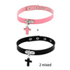 Leather Cross Choker Necklace Chunky Necklace Rock Sexy Cool Punk Goth Gothic Collar Steampunk Necklace Chokers for Women Men