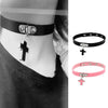 Leather Cross Choker Necklace Chunky Necklace Rock Sexy Cool Punk Goth Gothic Collar Steampunk Necklace Chokers for Women Men