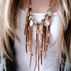 Leather Fringe Statement Necklace Coin Charms Jewelry Afghan Kuchi Tribal Boho  Navajo Leather coin