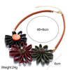Leather Sun Flower Big Necklace for Women Hand Made Statement Necklace Pendant Vintage Ethnic Jewelry for Gift Party MX110