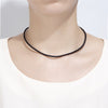 Leather woven necklace stainless steel lobster clasp clavicle chain men's cowhide with chain products women