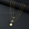 Letdiffery Multi Layer Colorful Shell Stainless Steel Necklace Sun Compass Pendant Gold Color Jewelry Gifts for Woman